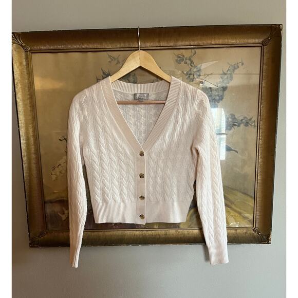 J. Crew Cashmere Shrunken Cable Knit V-neck Cardigan S - Picture 2 of 9